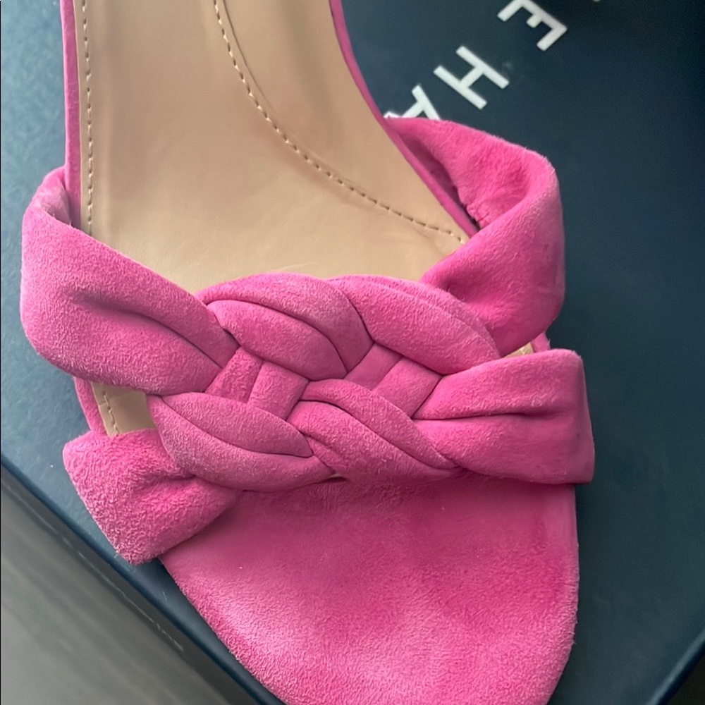 Cole Haan Pink Suede Heels with Braid Detail - Picture 5 of 5